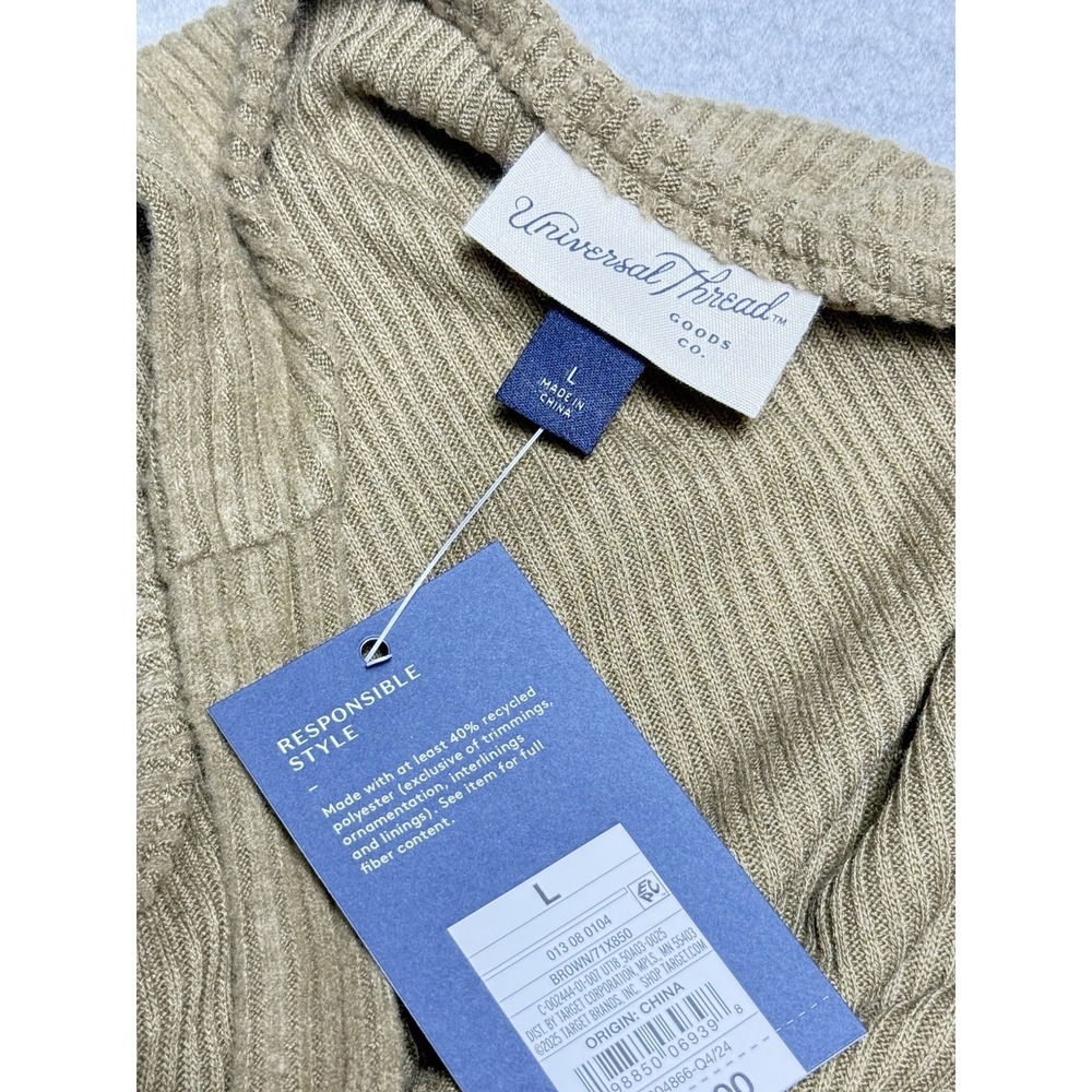Universal Thread Women's Drop Waist Rib Knit Midi Slip Dress Brown Large New - Picture 4 of 5